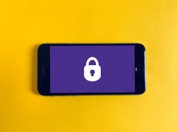 cybersecurity, black iphone with padlock showing