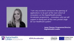 DigitalHealth.London Accelerator Jenny Thomas quote