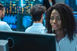 Black woman working on computer, engineering, CodeGen Developer Challenge