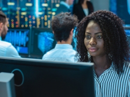 Black woman working on computer, engineering, CodeGen Developer Challenge