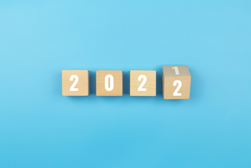 Happy New Year, wooden blocks, 2021, 2022