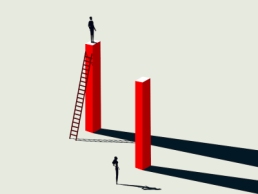 Business inequality, gender gap vector concept with man at advantage. Symbol of discrimination, different opportunity, unequal treatment. salary. Eps10 illustration.