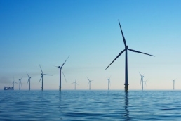 Wind turbines, renewable energy, windmills in the ocean
