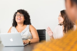 Women in tech, returning to work, women smiling at work