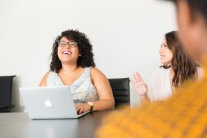 Women in tech, returning to work, women smiling at work
